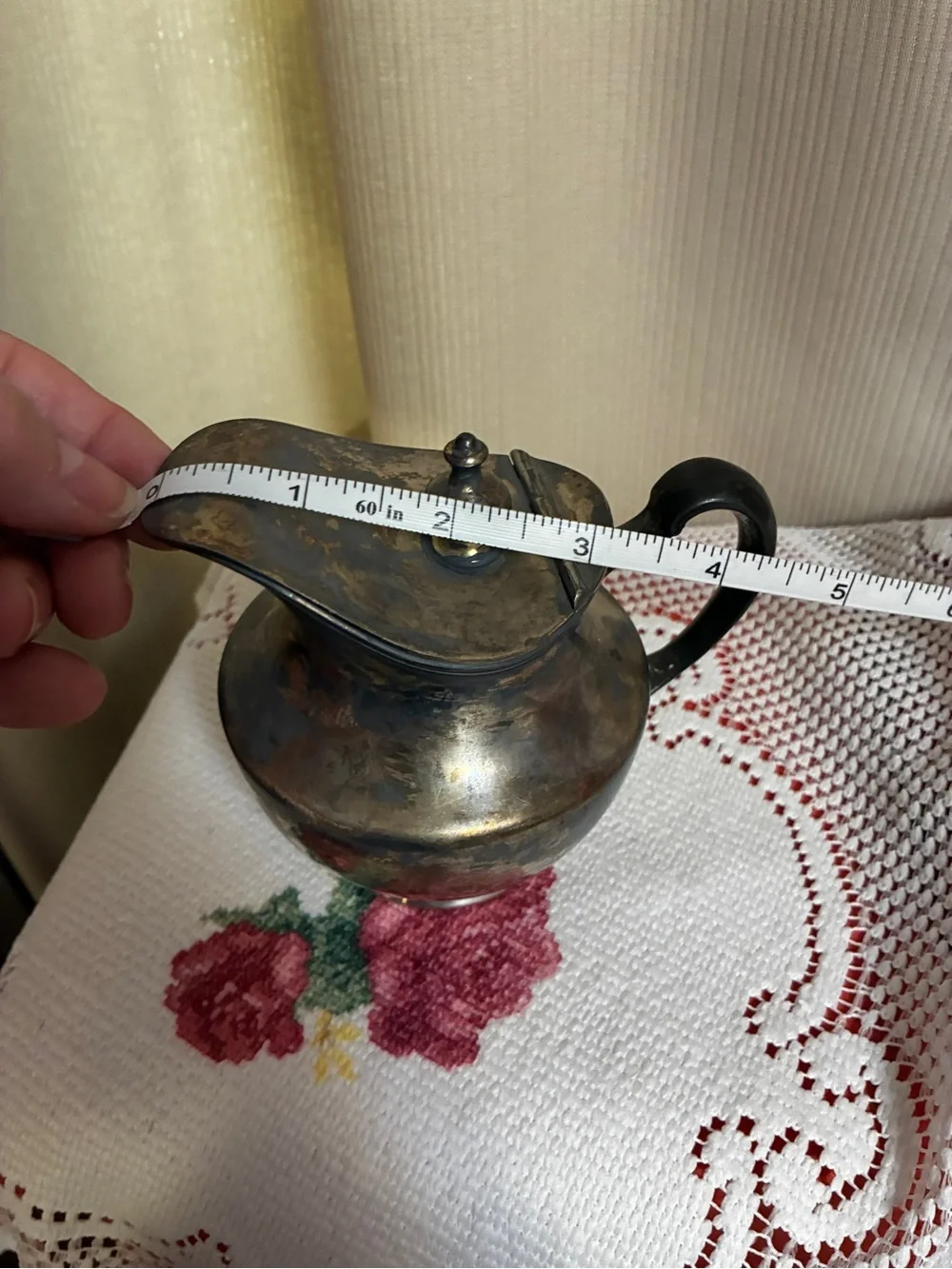 Vintage Beacon Silver Co. Quadruple silver plate creamer with hinged lid USA